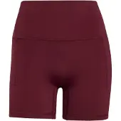 Adidas Shorts PERFORMANCE "3-STREIFEN STUDIO ALL ME BOOTY LEGGINGS, KURZ", Damen, Gr. XS, Länge 5, maroon, innenbeinlänge ca. 13 cm, Obermaterial: 80% Polyester, 20% Elasthan, Hosen Shorts