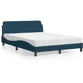 vidaXL Bett mit Matratze "Dover" Blau 140x190 cm Samt
