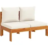 vidaXL Gartensofa ohne Armlehnen mit Kissen 2-Sitzer Massivholz Akazie