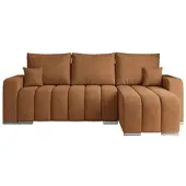 MKS Meble Sofa mit Schlaffunktion - Ecksofa mit Schlaffunktion und Bettkasten - Sofa 3 Sitzer - Schlafsofa - Couch - Schlafsofa mit Bettkasten - Kirasso L - Orange Stukture