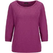 Goldner Rundhalspullover "Kurzgröße Halbarm Baumwollpullover mit Struktur" 3/4-Ärmel