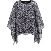 Goldner "Kurzgröße Tunikbluse mit Chiffon-Überwurf, Print" Leichter Chiffon