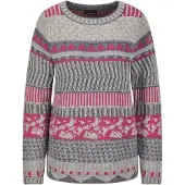 Goldner Strickpullover "Norwegerpullover mit U-Boot-Ausschnitt" Norwegermuster