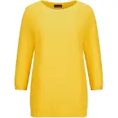 Goldner "Kurzgröße Eleganter Baumwollpullover, Halbarm" U-Boot-Ausschnitt
