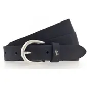 Mustang Ledergürtel "Harper", Damen, Gr. 110, blau (navy), Rindsleder, Gürtel Ledergürtel, schmale Form, 2,5 cm breit, aus Rindsleder, mit ovaler Schließe