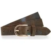 Tamaris Ledergürtel "Claire Gold", Damen, Gr. 75, braun (teal, schwarz braun), Rindsleder, mehrfarbig, Gürtel Ledergürtel, Glänzende Schließe, 2,5 cm breit