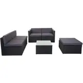 Mendler Poly-Rattan-Garnitur HWC-D24, Garten-/Lounge-Set Sofa anthrazit, Polster dunkelgrau