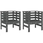 vidaXL Gartenstühle 2 Stk. Grau 61,5x53x71 cm Massivholz Kiefer