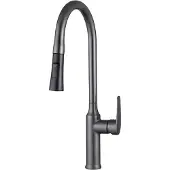 Avizar , Ausziehbare Küchenarmatur mit flexiblem Brausekopf, Schwarz / Silber