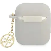 GUESS GUA2LSC4EG AirPods 1/2 Hülle grau/grau Silikon-Charm 4G Kollektion