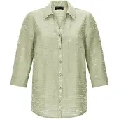 Goldner Hemdbluse "Viskosebluse mit filigranem Muster", Damen, Gr. 40, grün (salbei), Obermaterial: 78% Viskose CV. 22% Polyamid PA., figurumspielend, Blusen Hemdbluse, Ausbrenner zweifarbig