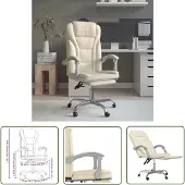 The Living Store Bürostuhl mit Liegefunktion Creme Kunstleder