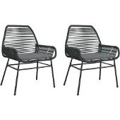 Syfax Gartenstühle 2 Stk. mit Kissen Schwarz Poly Rattan