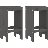 Syfax Barhocker 2 Stk. Grau 40x36x75 cm Massivholz Kiefer