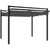 Syfax Gartenpavillon mit Ausziehbarem Dach Anthrazit 3x3 m Aluminium