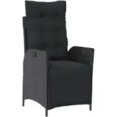 Syfax Gartensessel mit Fußteil Verstellbar Schwarz Poly Rattan