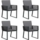 Syfax Gartenstühle mit Kissen 4 Stk. Schwarz Poly Rattan