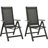 Syfax Klappbare Gartenstühle 2 Stk. Textilene und Aluminium Schwarz