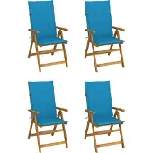 Syfax Klappstühle Verstellbar 4 Stk. mit Auflagen Massivholz Akazie