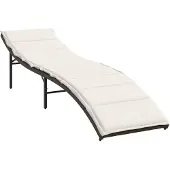 Syfax Sonnenliege mit Kissen Braun 55x199x50 cm Poly Rattan