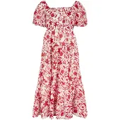 Apricot Midikleid "Florales Sommerkleid" mit Puffärmeln