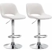 CLP 2er Set Barhocker Camden Stoff chrom - creme