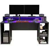 Forte Gamingtisch "Tezaur", schwarz, B:160cm H:91cm T:72cm, Tische, Gamingtisch, wahlweise mit RGB-Beleuchtung