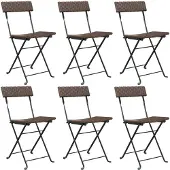 Syfax Klappstühle, 6 Stück, braun, Polyrattan und Stahl