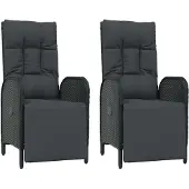 Syfax Garten-Relaxsessel mit Kissen 2 Stk. Poly Rattan Schwarz
