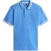 Tommy Hilfiger Tommy Flag Regular Fit Tipped Polo Shirt, Polohemd, Erwachsener, Männlich, Blau, XL, Polokragen