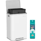 Songmics Mülleimer 50 L mit Deckel wolkenweiß LTB595WC01