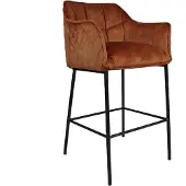 Livin24 Bronx71 Barhocker Jaxon Samt mit Armlehne kupfer 82cm