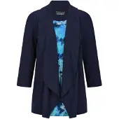 Goldner Langarmshirt "Viskoseshirt in Twinset-Optik", Damen, Gr. 38, blau (marine, gemustert), Obermaterial: 95% Viskose CV. 5% Elasthan EL., gerade, Shirts Langarmshirt, Ton in Ton Hotfixe am Druck