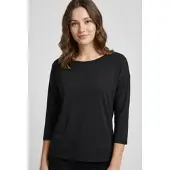 ONLY 3/4-Arm-Shirt "ONLHANNAH 3/4 TOP JRS", Damen, Gr. M, schwarz, Jersey, Obermaterial: 67% Viskose, 33% Polyester, unifarben, regular fit, Rundhals, Shirts 3/4-Arm-Shirt