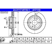Ate Bremsscheibe 24011701101 belüftet 257mm 17mm für PEUGEOT MITSUBISHI