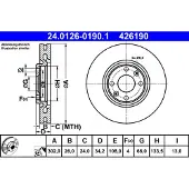 Ate Bremsscheibe 24.0126-0190.1 vorne, belüftet, hochkarbonisiert, 1 Stück