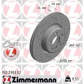 ZIMMERMANN Bremsscheibe 150295152 Vorderachse Gelocht 330mm 24mm für BMW (BRILLIANCE)