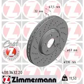 ZIMMERMANN Bremsscheibe 400363220 Vorderachse Gelocht 330mm 32mm für MERCEDES-BENZ