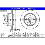 Ate Bremsscheibe 24.0110-0712.1 hinten, voll, 1 Stück