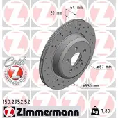 ZIMMERMANN Bremsscheibe 150295252 Hinterachse links Gelocht 330mm 20mm für BMW (BRILLIANCE) TOYOTA