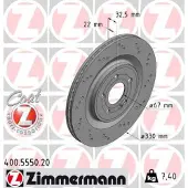ZIMMERMANN Bremsscheibe 400555020 Hinterachse Gelocht 330mm 22mm für MERCEDES-BENZ