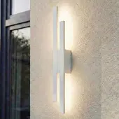 LINDBY LED-Außenwandleuchte Sakari, weiß, Alu, Höhe 59 cm