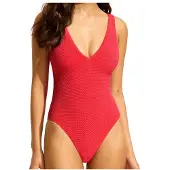 Seafolly - Women's Sea Dive Deep V Neck One Piece - Badeanzug Gr 38 rot