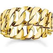 Thomas Sabo Fingerring "Breiter Kettenglieder-Ring" Gr. 56, gold (gelbgoldfarben), Fingerringe, Damen, 56, Silber 925 (recycelt), 8mm, Fingerring