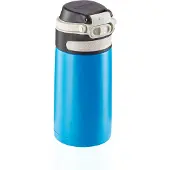 Leifheit Isolierbecher Flip, 350 ml, Praktischer Thermobehälter für Unterwegs, Farbe: wasserblau