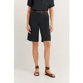 Bugatti Shorts , Damen, Gr. 48, Normalgrößen, schwarz (290, schwarz), 100% Leinen, unifarben, normal, Hosen Shorts, aus Leinen