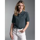 Trigema 1100000002199 "Poloshirt DELUXE Piqué", Damen, Gr. L, grau (anthrazit), Piqué, 100% Baumwolle, Basic, lang, ohne Ausschnitt, Shirts 1100000002199