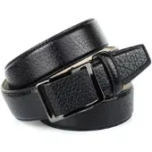 Anthoni Crown Ledergürtel , Herren, Gr. 85, schwarz, Leder, genarbt, unifarben, festlich, Gürtel Ledergürtel, mit schwarzer glänzender Gürtelschließe