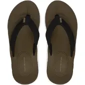Tommy Hilfiger Zehentrenner "MOLDED HILFIGER LTH BEACH SANDAL" Sommerschuh, Dianette, Flat mit dezentem Label