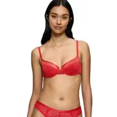 Triumph Balconette-BH "Delightful Spotlight", Damen, Gr. 80, Cup F, rot (rouge), Spitze, Obermaterial: 84% Polyamid, 16% Elasthan, unifarben, BHs Balconette-BH, mit graphischer Spitze